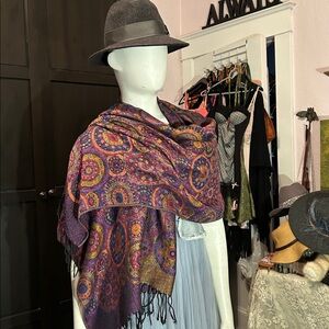 Purple Mandela fringe scarf